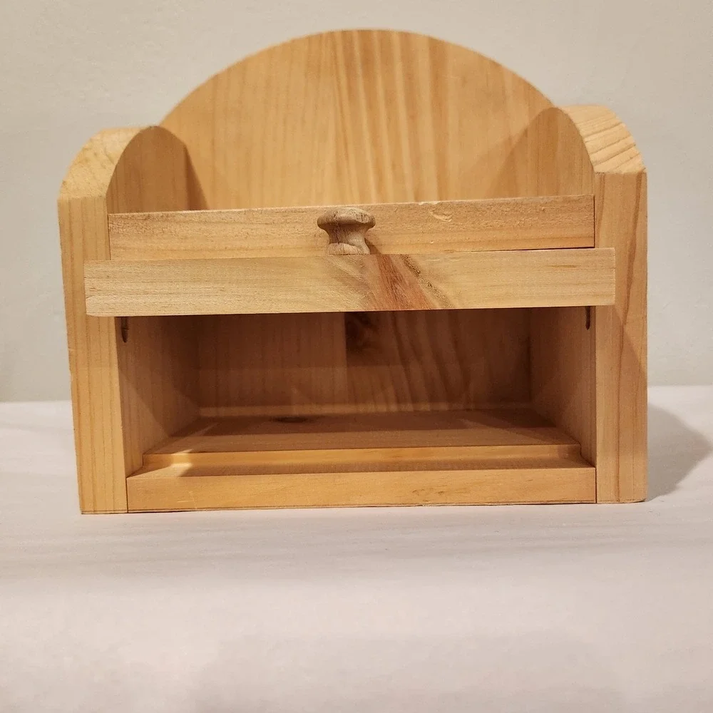 Cottagecore, Rustic Wood Shelf with Hidden Cubbie Natural Wood Tabletop